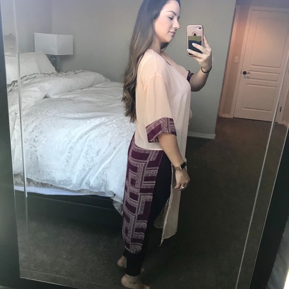 Peach & Maroon Aztec Maxi Duster - Picture 5 of 8